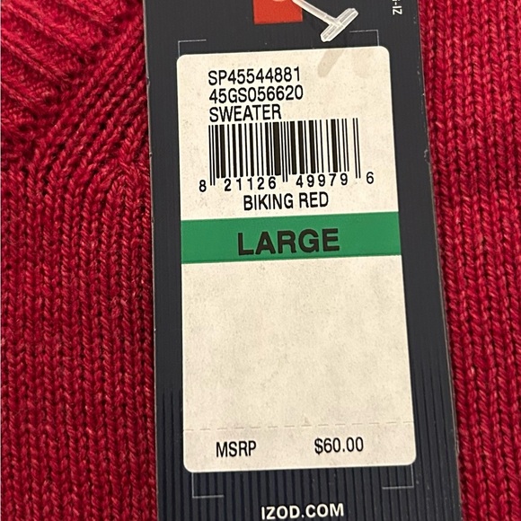 IZOD Men’s Premium Essentials Classic-Fit V-Neck Sweater Large Biking Red NEW - Picture 11 of 12